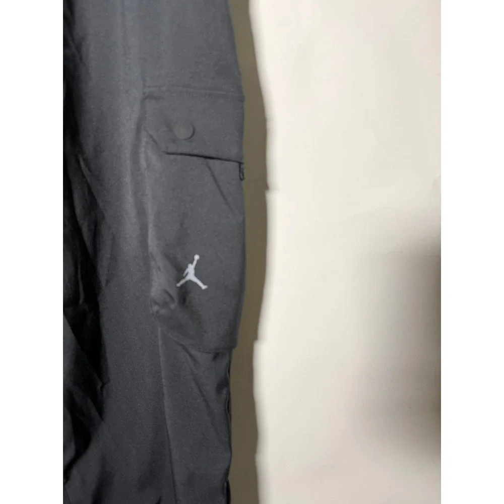 Jordan Mens Black Utility Cargo Pants Jumpman Logo Elastic Waist Zippers Large